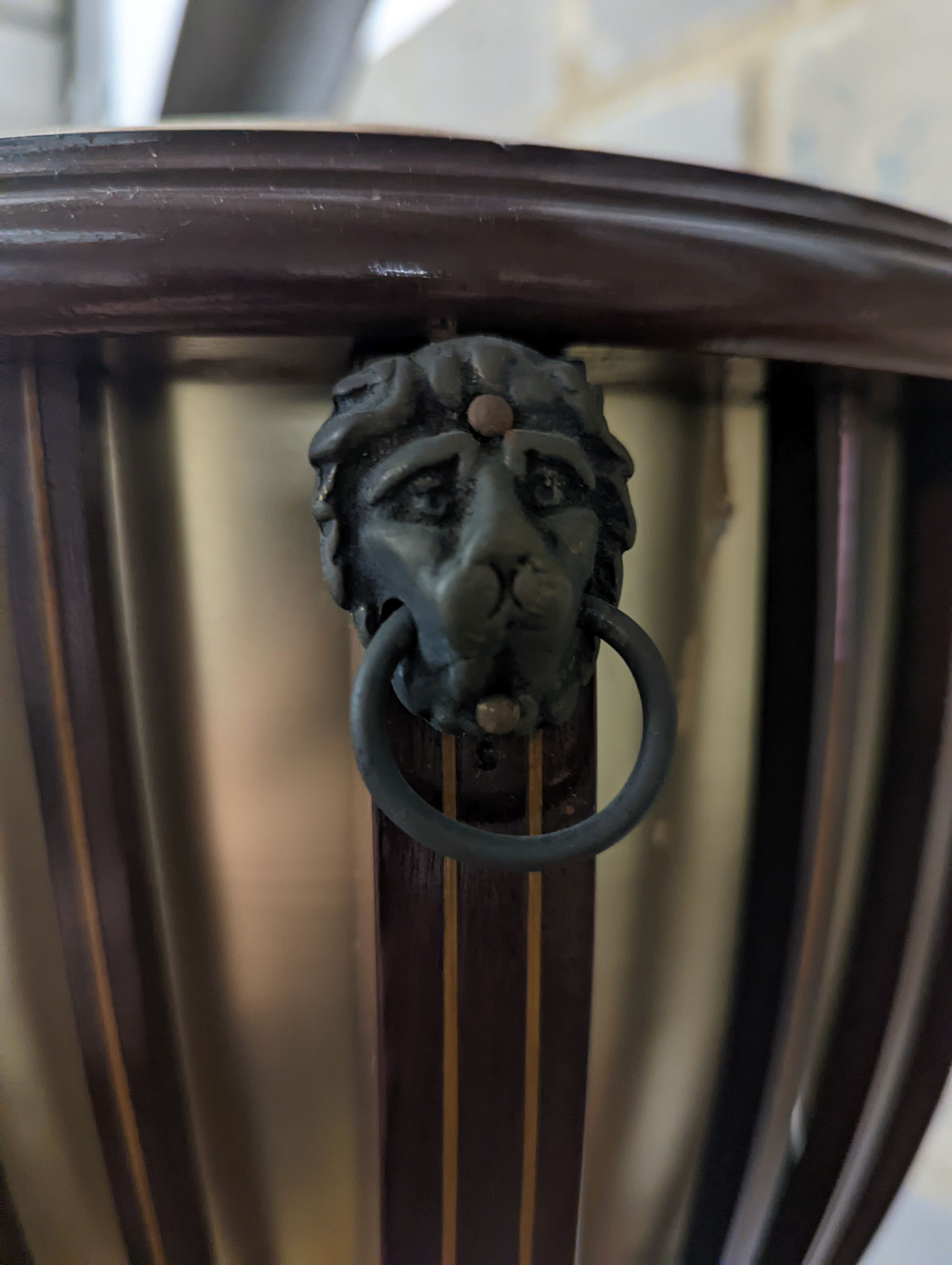 An Edwardian style inlaid mahogany jardiniere, height 85cm